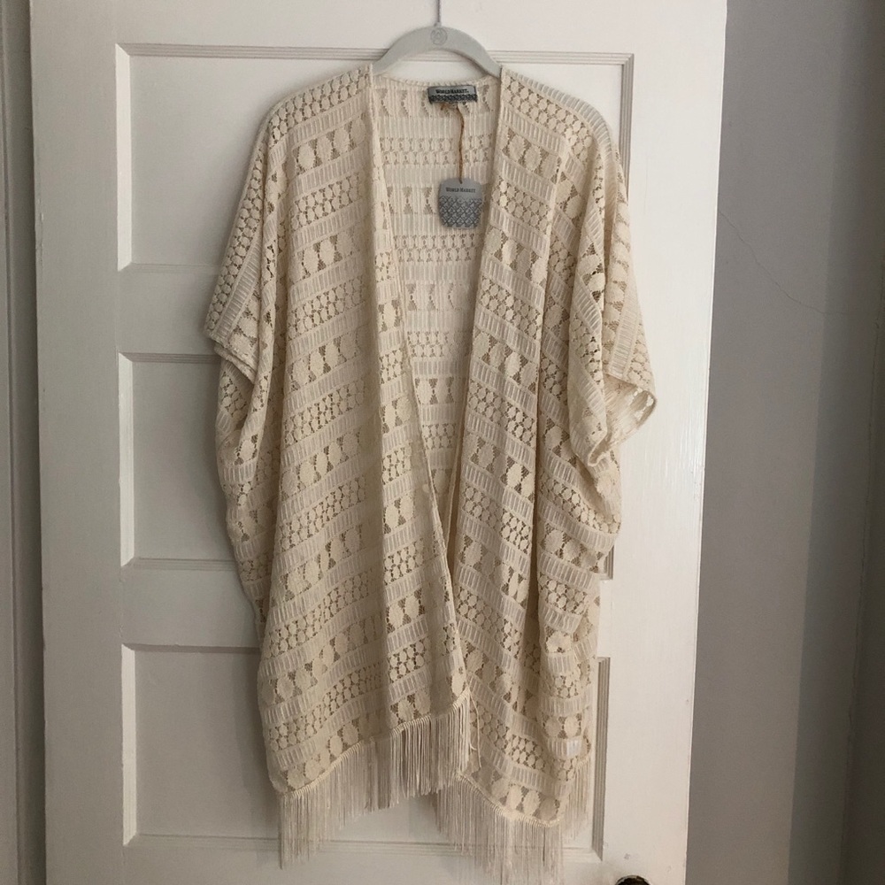 World Market cream lace cover up